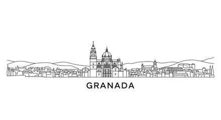 Obraz premium Granada cityscape illustration with buildings.