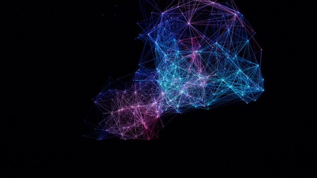 Mesmerizing 4K UHD loop of a glowing thermal neural network of dual sphere nodes firing and connecting in a seamless plexus with deep cinematic detail.