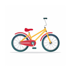 Fototapeta premium Yellow and red child bicycle in flat design style