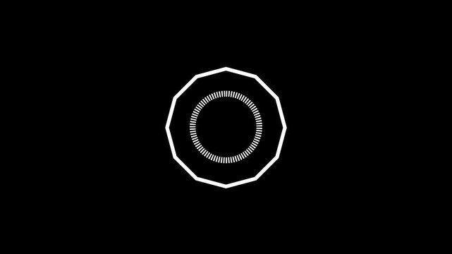 Abstract polygon frame with dotted circular border on Black background