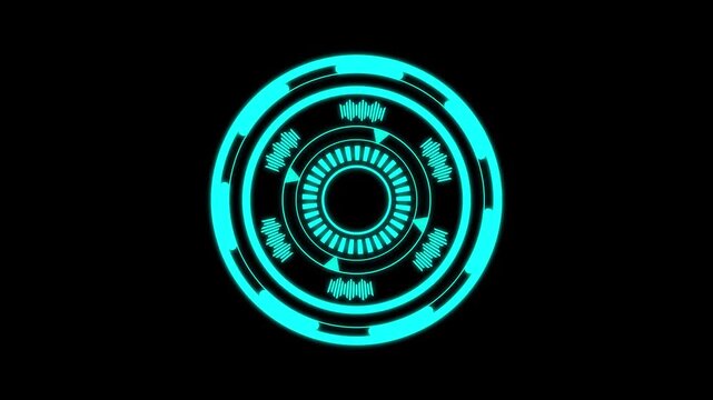 Futuristic glowing HUD interface animation with circular sci fi technology display