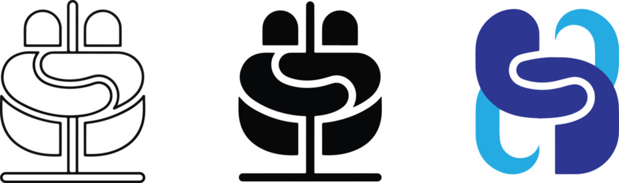 Python programming language logo variations in vector style