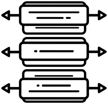 Stacked conversation threads icon layered chat boxes with arrows communication symbol