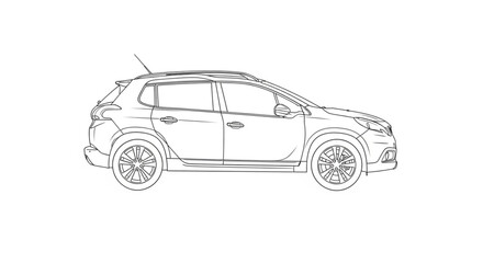 Obraz premium Side View of a Small Car.