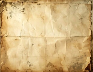 Fototapeta premium A vintage, crumpled paper texture with aged stains and creases.