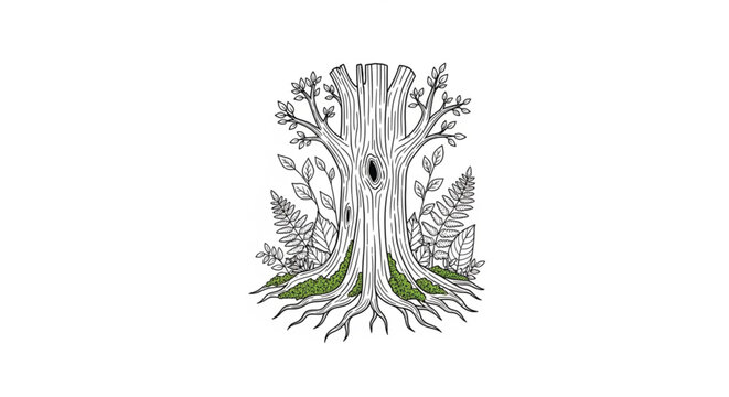 Tree Trunk with Branches and Roots.