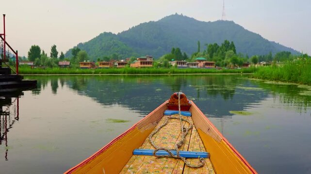 Journey Through Dal Lake Canals on Traditional Kashmiri Shikara Boat