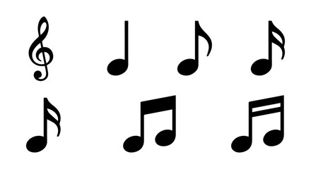 Music note icon set, solid black, white background, vector illustration © Odhora