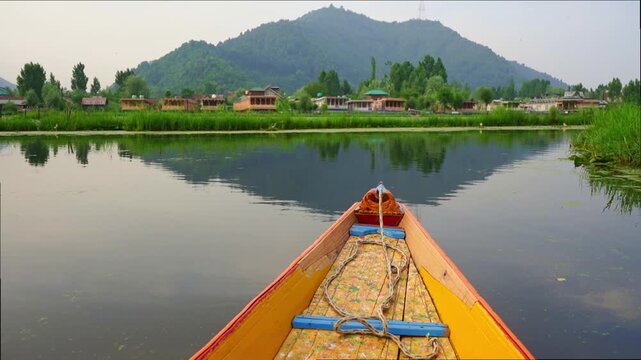 Journey Through Dal Lake Canals on Traditional Kashmiri Shikara Boat