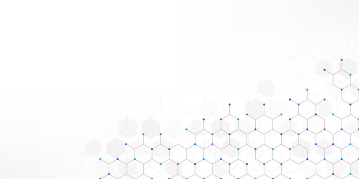 Graphic design element with abstract geometric background of simple hexagon pattern