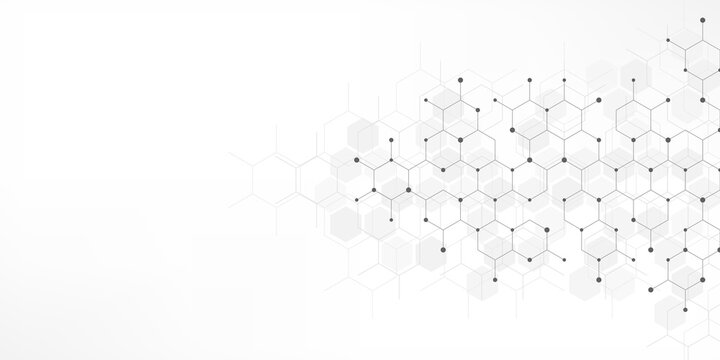 Graphic design element with abstract geometric background of simple hexagon pattern
