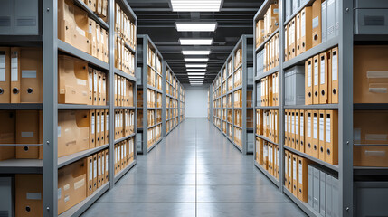 Obraz premium Empty Commercial Records Archive Room