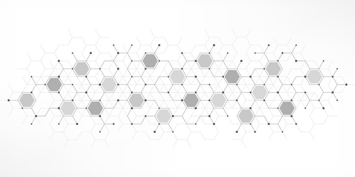 Graphic design element with abstract geometric background of simple hexagon pattern