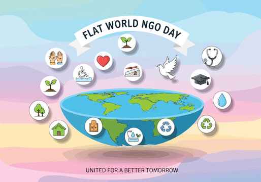Illustration of globe with icons representing NGO causes