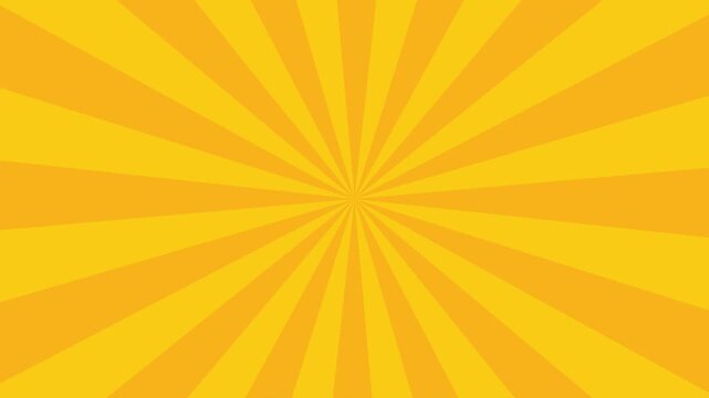 回転する集中線背景 ループ動画 黄色 オレンジ 横長 16:9