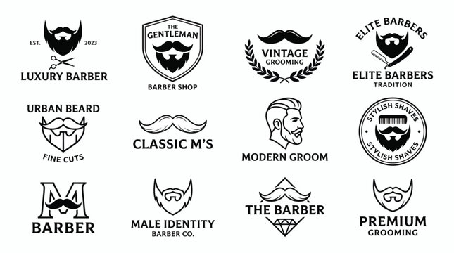 Collection of vintage and modern barber shop logo templates