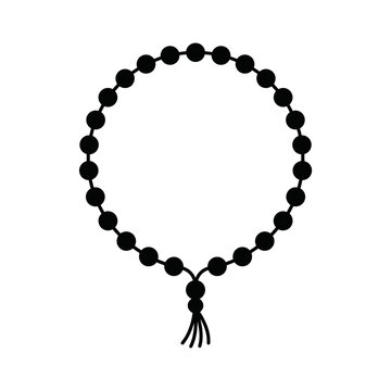 Black silhouette icon of Islamic prayer beads on a white background.