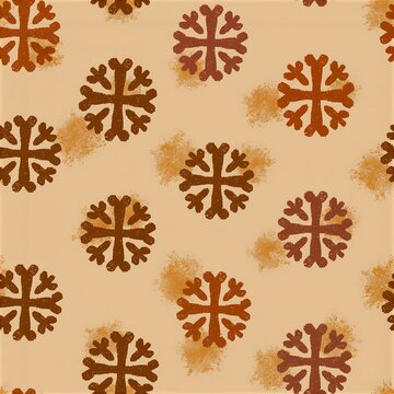 Armenian khachkar cross seamless pattern in warm terracotta tones
