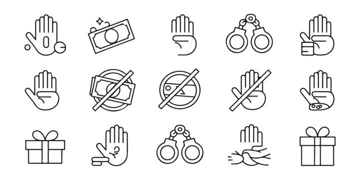 Corruption and Bribery Line Icon Set