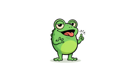 Obraz premium Cheerful green cartoon frog waving hand happily