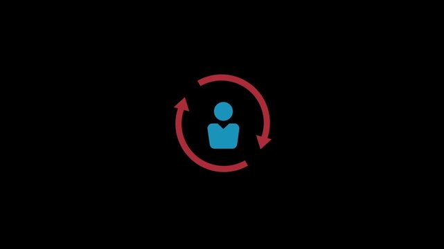 A man in cycle icon, communication loop isolated on an alpha channel background 