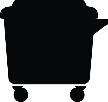 Black Silhouette Icon Of A Wheeled Garbage Bin With Lid trash can