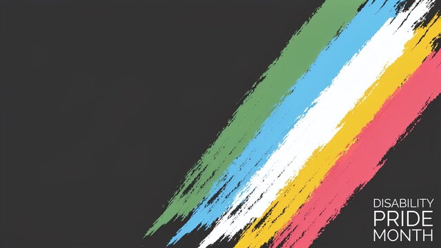 July is Disability Pride Month Graphic Background with Textured Brushstrokes and Dark Theme
