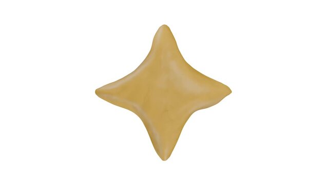 粘土でできたダイヤマークの3DCGアニメーション。動くキラキラ星の可愛いスタンプアイコン。子供向けのデコレーション素材