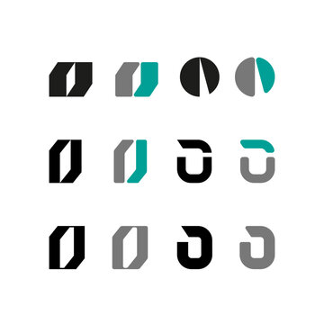 Letter O and Number 0, alphabet font, including set of twelve different set letters, vector illustration 10EPS