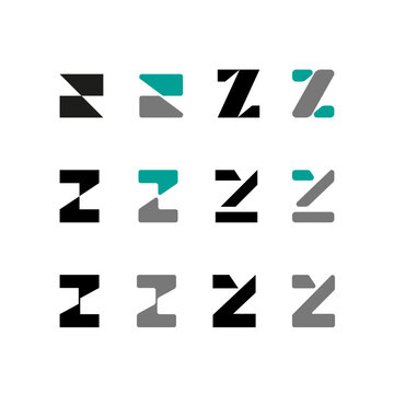 Letter Z, alphabet font, including set of twelve different set letters, vector illustration 10EPS