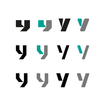 Letter Y, alphabet font, including set of twelve different set letters, vector illustration 10EPS
