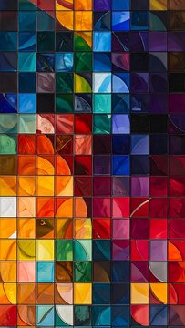 Vibrant colorful mosaic art background texture.