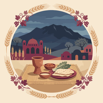 Traditional Shabbat Dinner Table Setting.