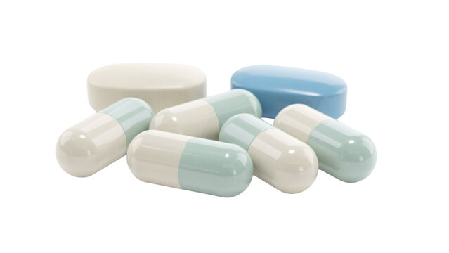 Assorted colorful capsule pills on a clean surface Vector