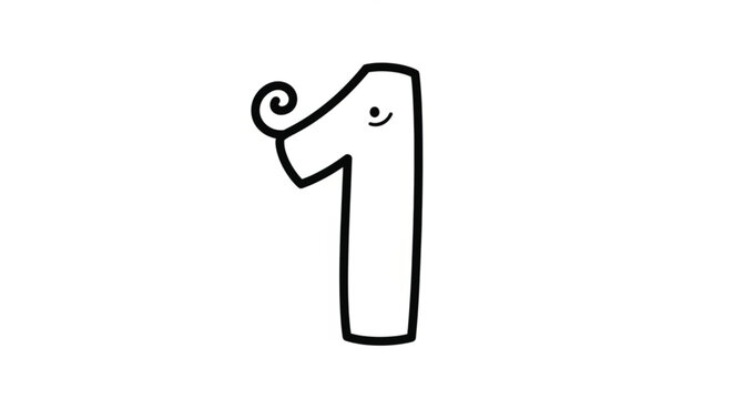 Cartoon number one with face.
