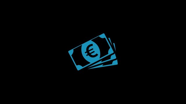 Euro note animated icon on alpha channel background