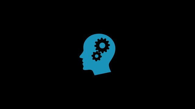 A man's brain working on an artificial intelligence icon illustrated on an alpha channel background