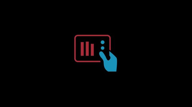 Animated tablet device on hand icon on alpha channel background, technology icon for dashboard 