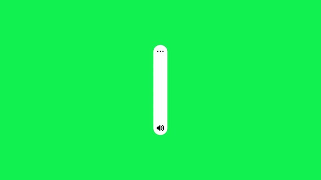 Smartphone volume slider UI animation on green screen background
