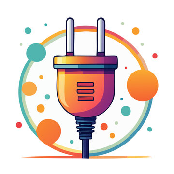 Colorful electric plug illustration with abstract circles