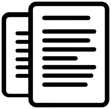Minimal vector icon of two split text documents side by side