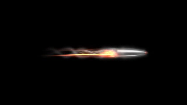 bullet fire flying bullet Military gun muzzle flashes with spark and smoke High-speed bullet flying through dark space blazing fire