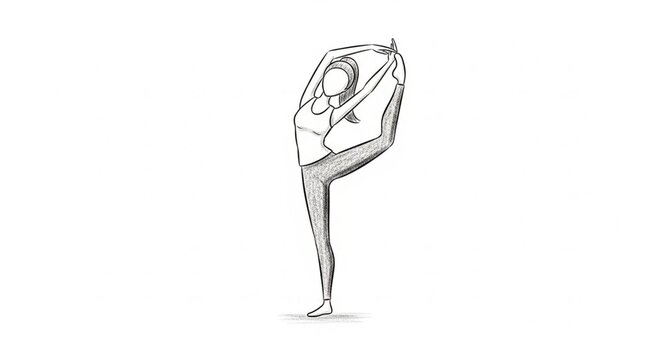 Elegant hand drawn illustration of ballet dancer pose.