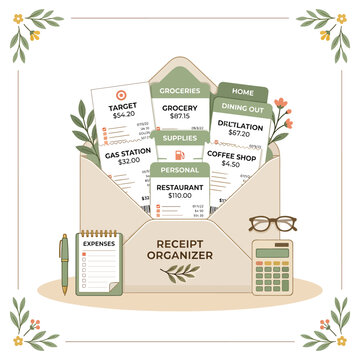Receipt Organizer with Bills and Expenses.