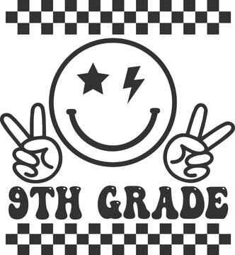 9th Grade Smiley Face Graphic
