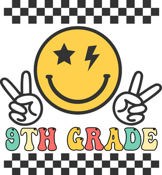 9th Grade Smiley Face Graphic