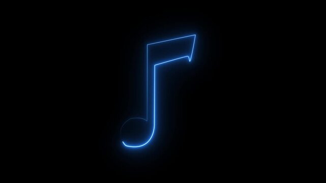 Neon glowing Music notes icon, Music notes symbol on the black background. neon music note icon.