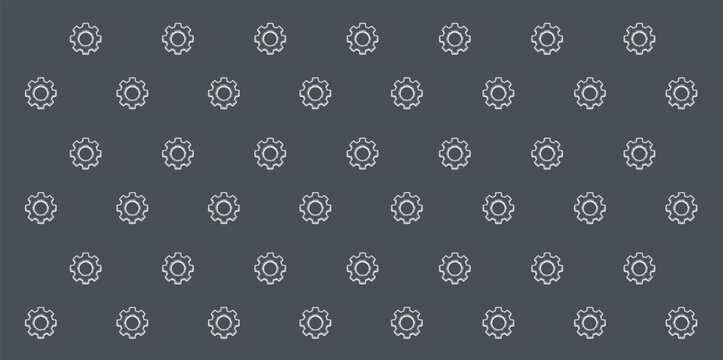 Gear Settings Vector Seamless Pattern with Technology Icons and Digital Workflow Background