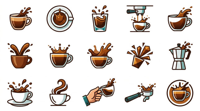 Collection of Coffee Cup Icons and Illustrations.