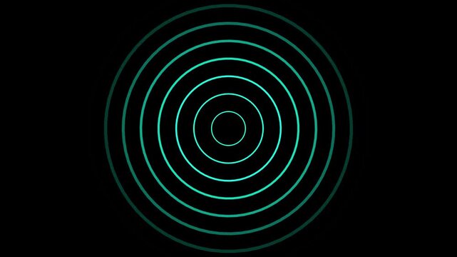 Blue spiral radio wave station. Radio wave signal animation on black background. Radio wave signal and sound wave signal, radar animated. Technology radio waves signal icon.